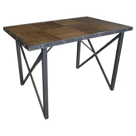 Industrial Counter Height Dining Table with Black Metal Legs